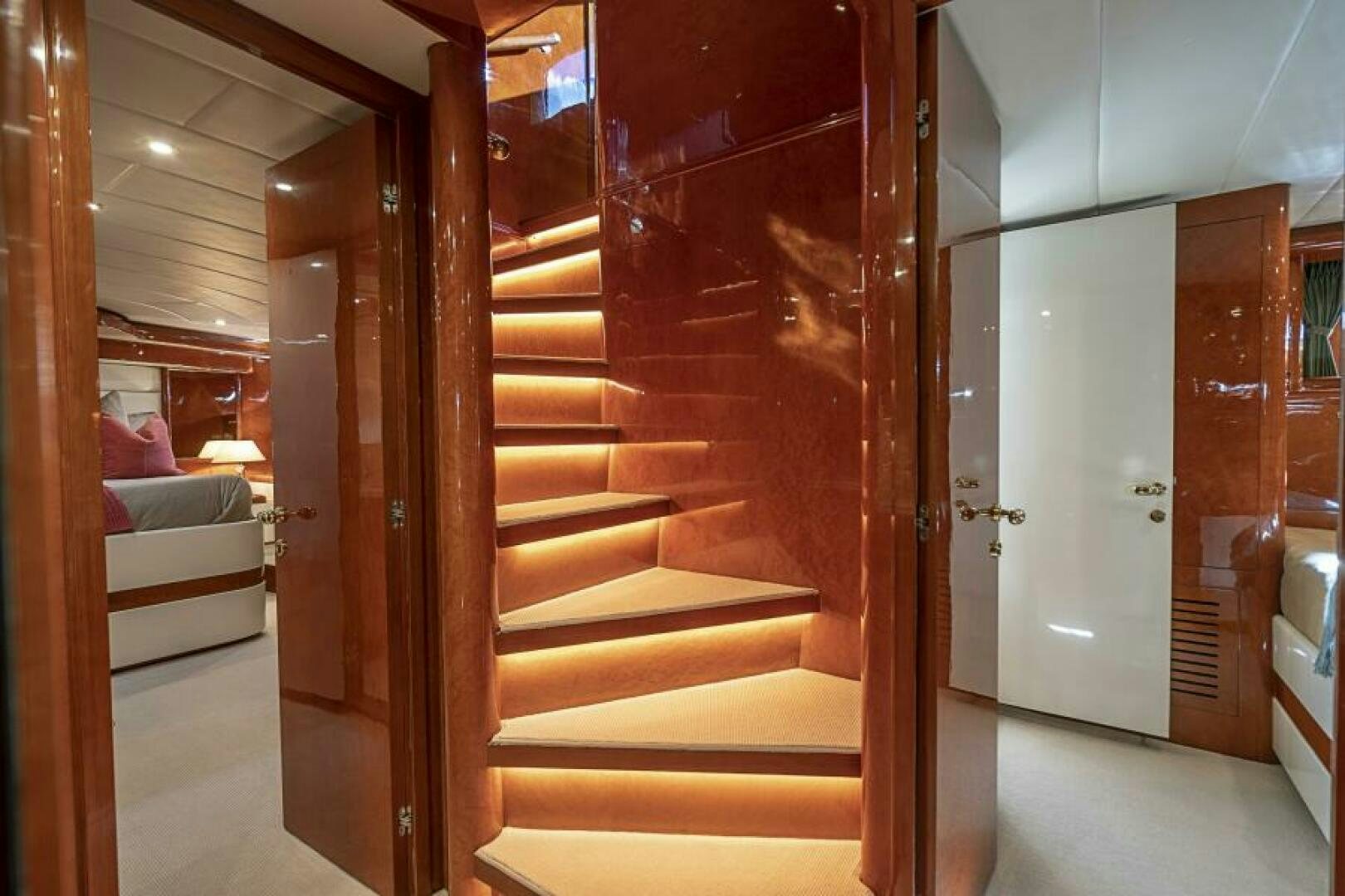 a wood door in a room aboard SIXTY SIX Yacht for Sale