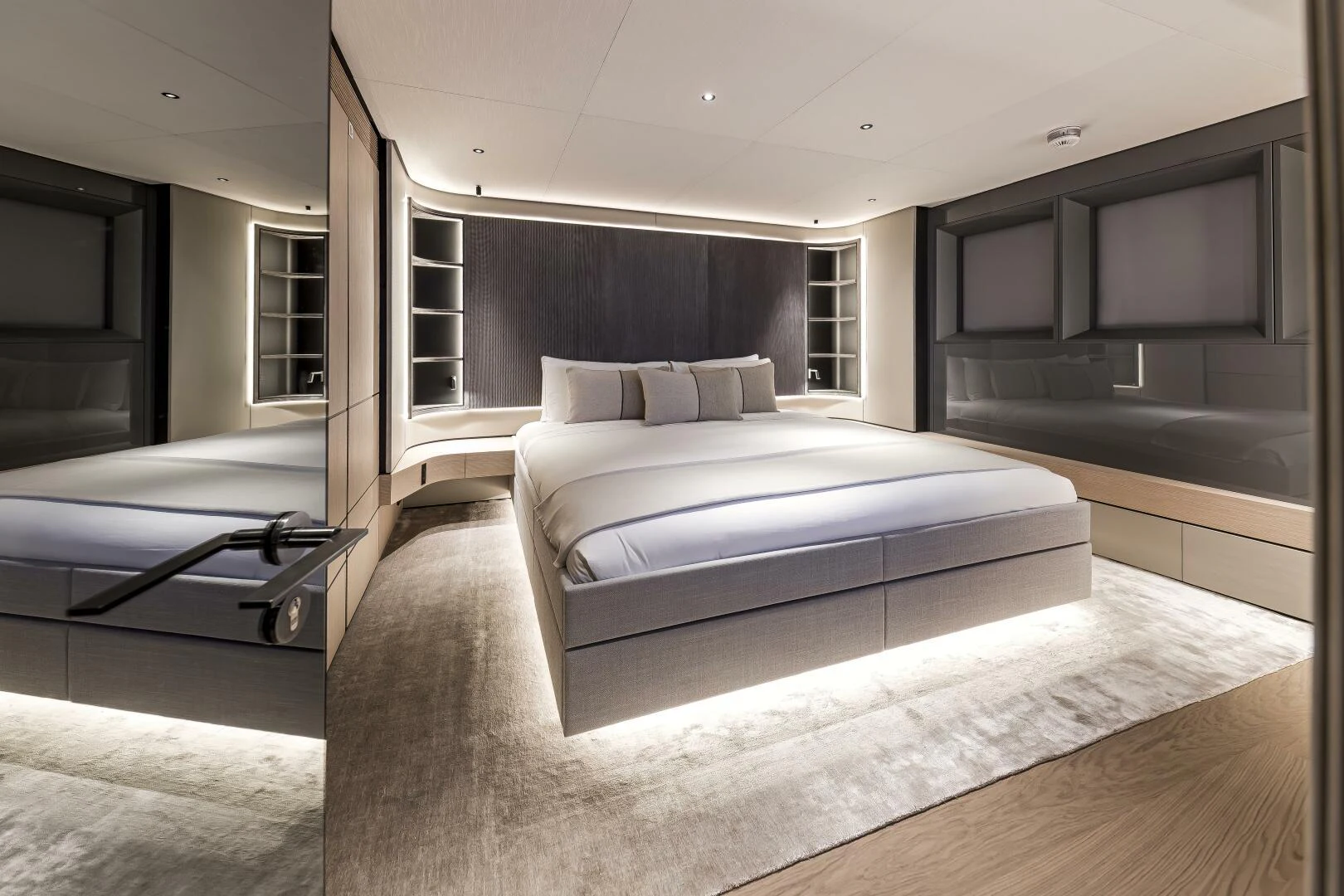 a room with a bed and a television aboard CONRAD C144S HULL 4 Yacht for Sale