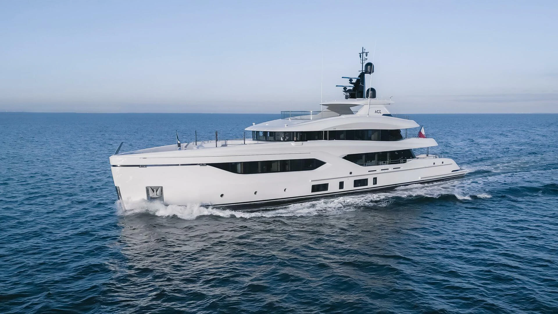 a white yacht in the water aboard CONRAD C144S HULL 4 Yacht for Sale