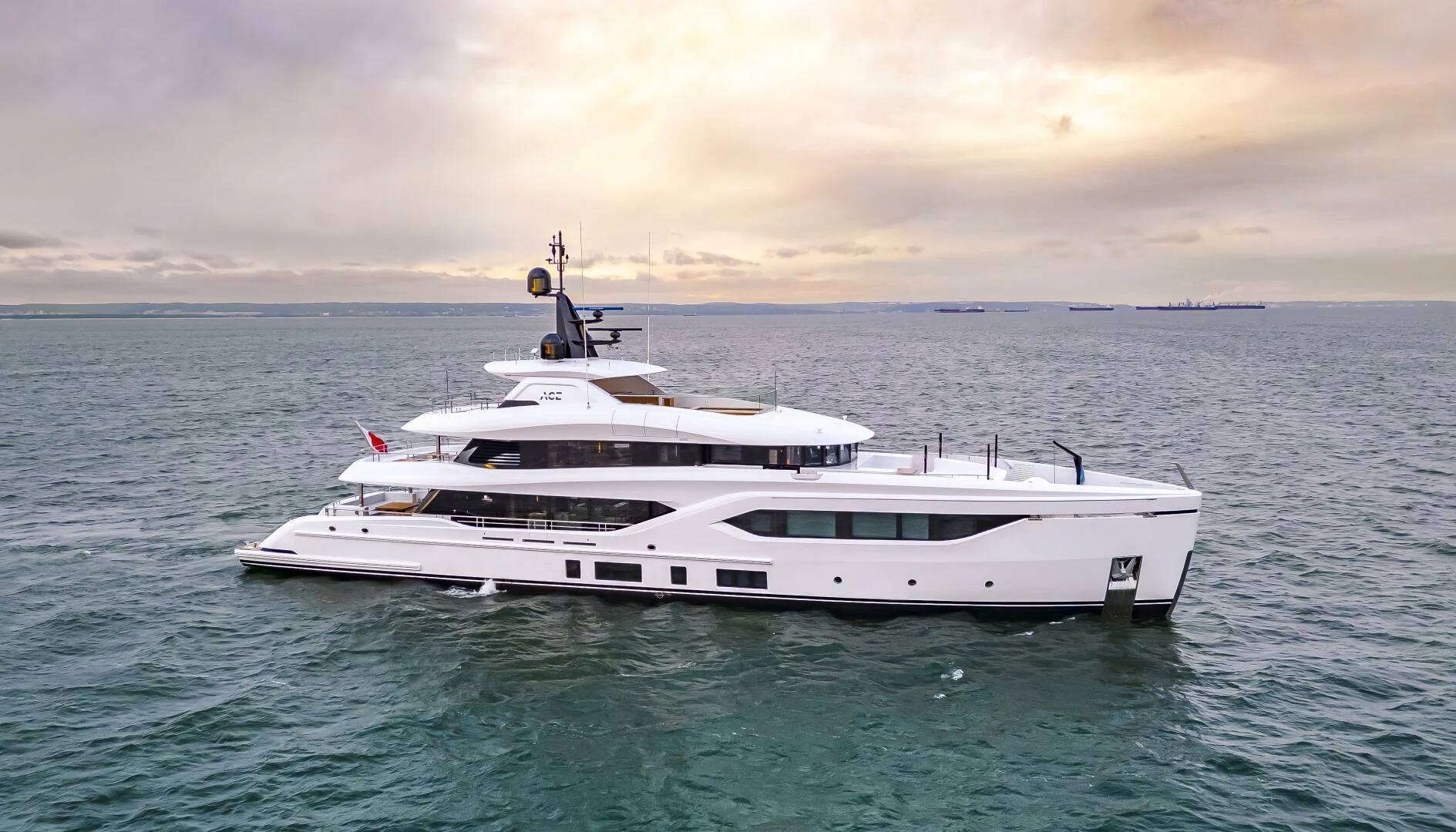 a white yacht in the water aboard CONRAD C144S HULL 4 Yacht for Sale