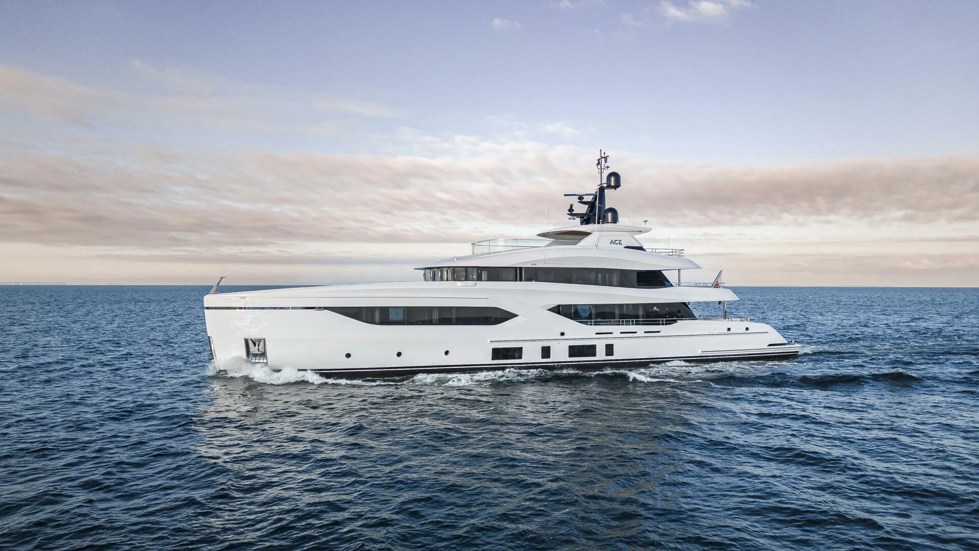 a white yacht in the water aboard CONRAD C144S HULL 4 Yacht for Sale