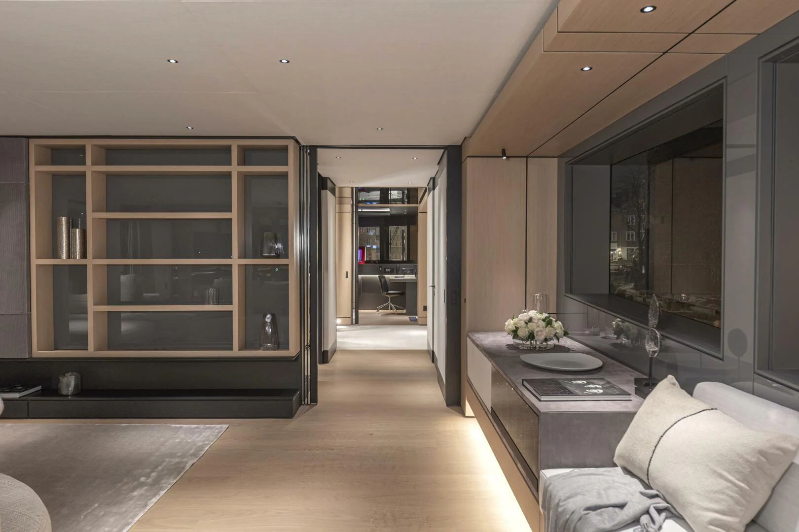 a modern looking living room aboard CONRAD C144S HULL 4 Yacht for Sale
