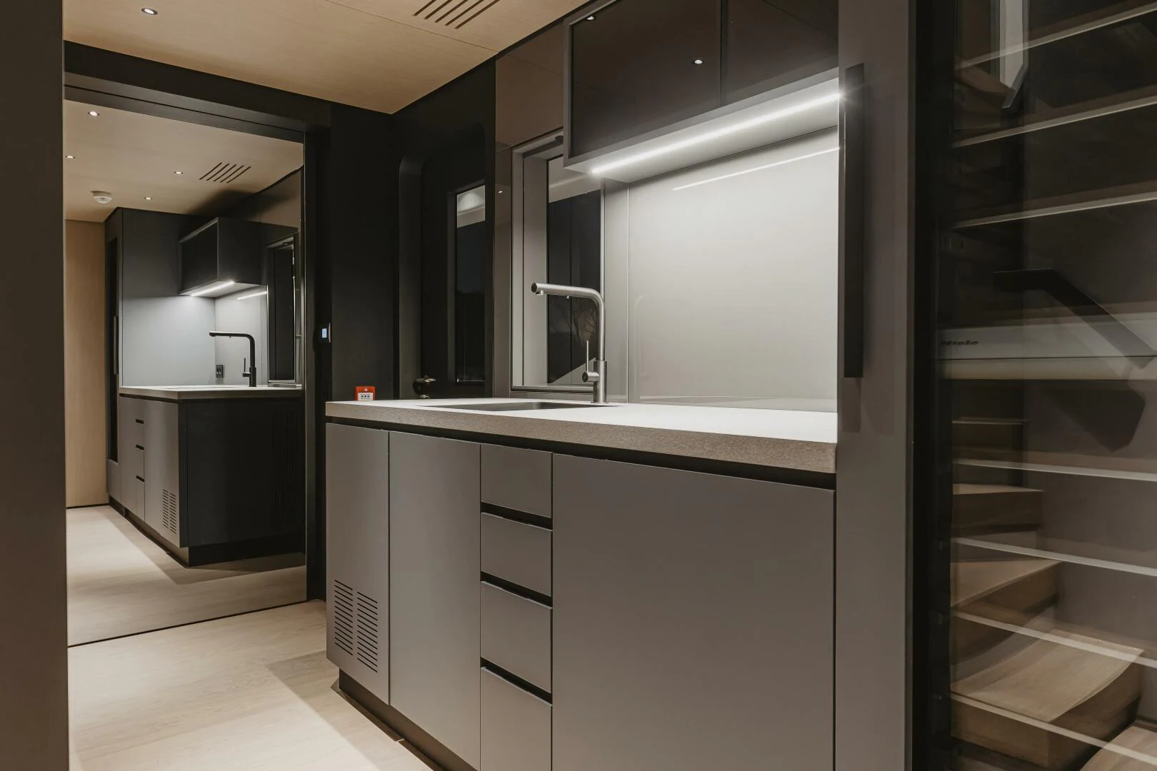 a room with cabinets and a sink aboard CONRAD C144S HULL 4 Yacht for Sale