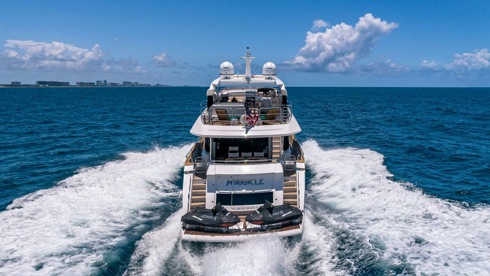 a boat on the water aboard MIRRACLE Yacht for Sale