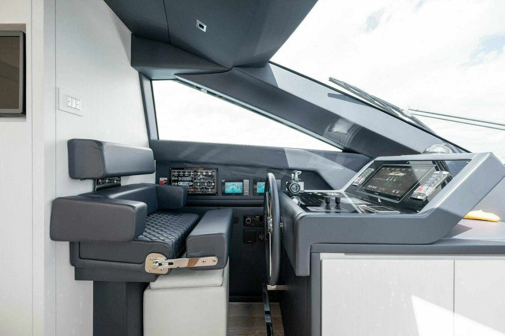 the inside of a car aboard SORI SAN LORENZO Yacht for Sale