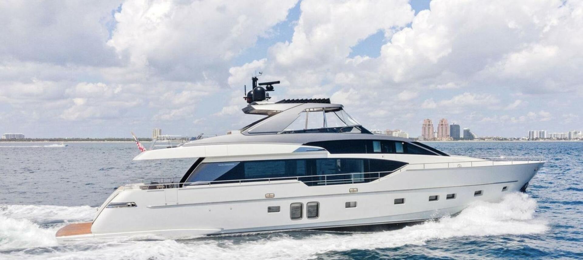 a white yacht on the water aboard SORI SAN LORENZO Yacht for Sale