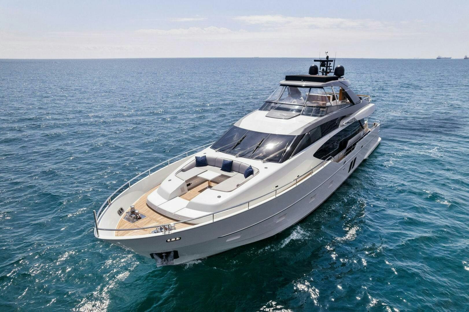 a large white ship in the water aboard SORI SAN LORENZO Yacht for Sale