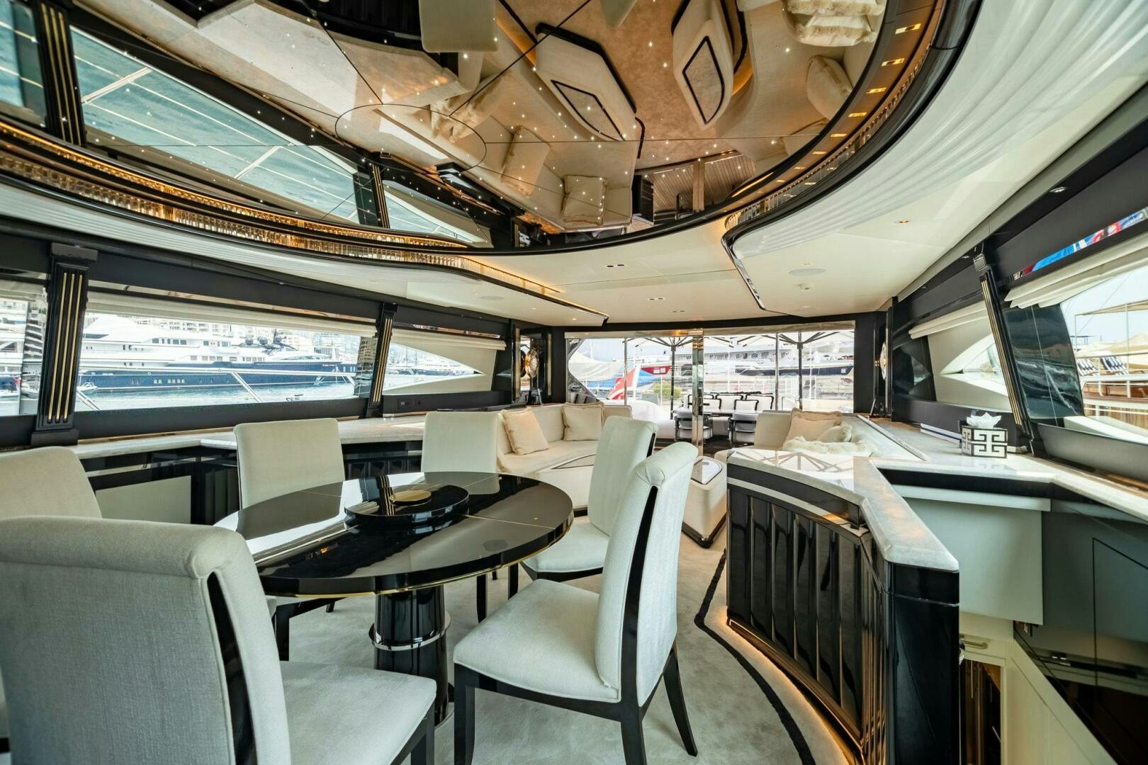 inside of a train aboard 1K Yacht for Sale
