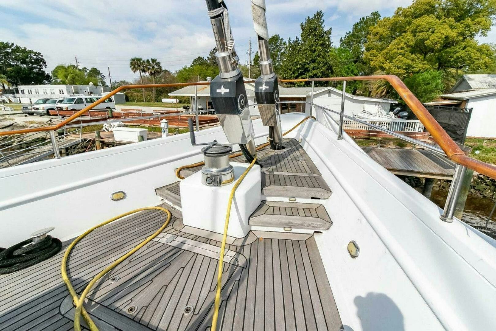a deck with a deck and a large pipe aboard MITSEAAH Yacht for Sale