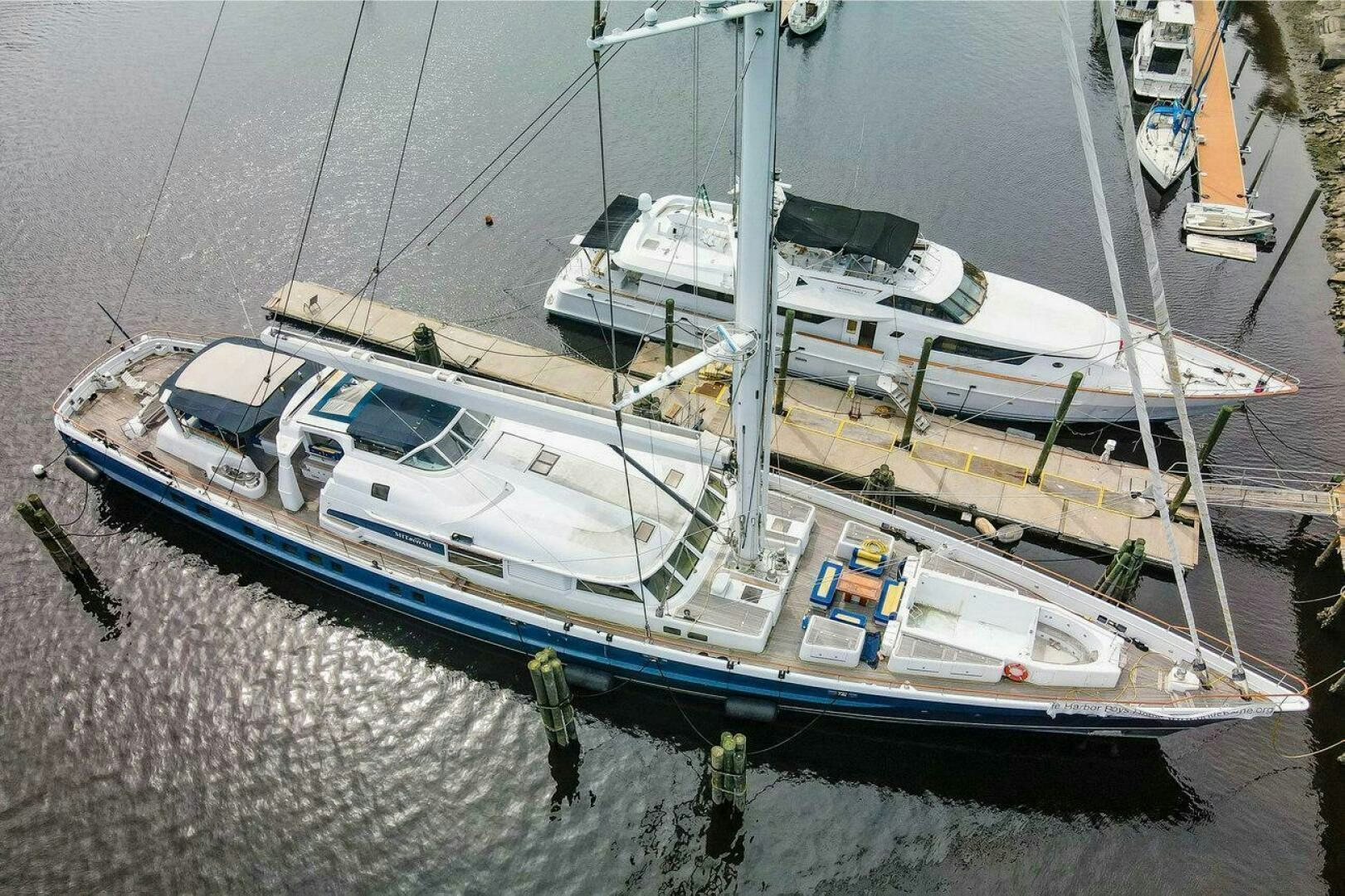 a group of boats are parked in a harbor aboard MITSEAAH Yacht for Sale