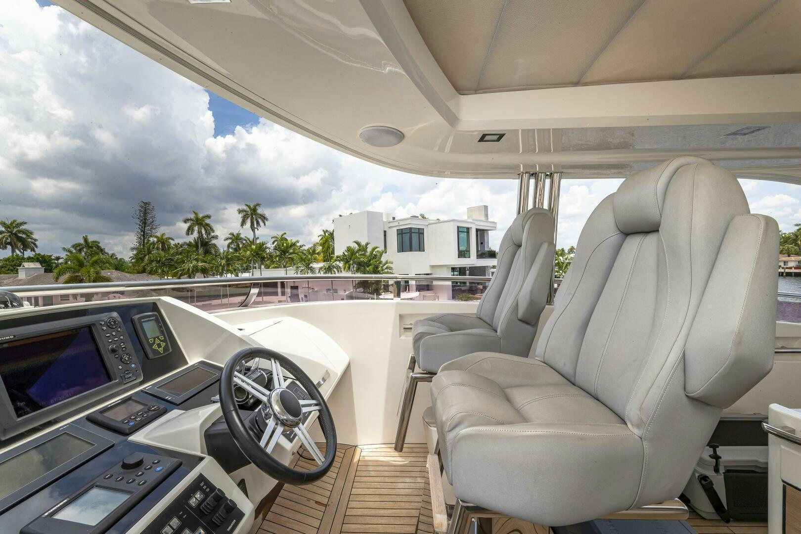 inside of a car aboard BEACHFRONT II Yacht for Sale