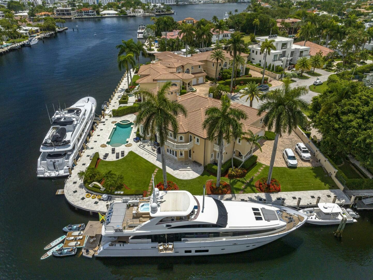 a high angle view of a marina aboard BEACHFRONT II Yacht for Sale