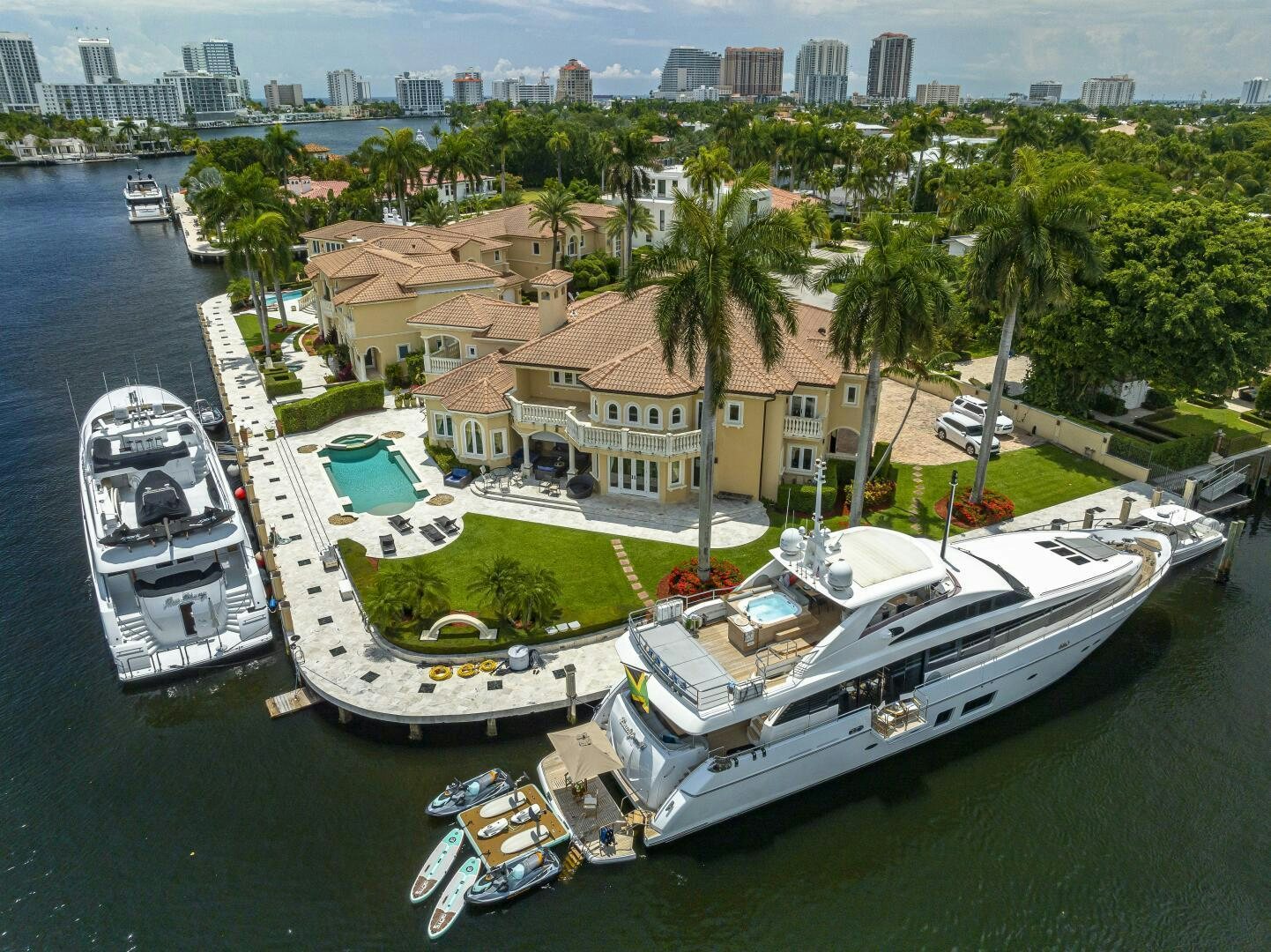 a high angle view of a marina aboard BEACHFRONT II Yacht for Sale