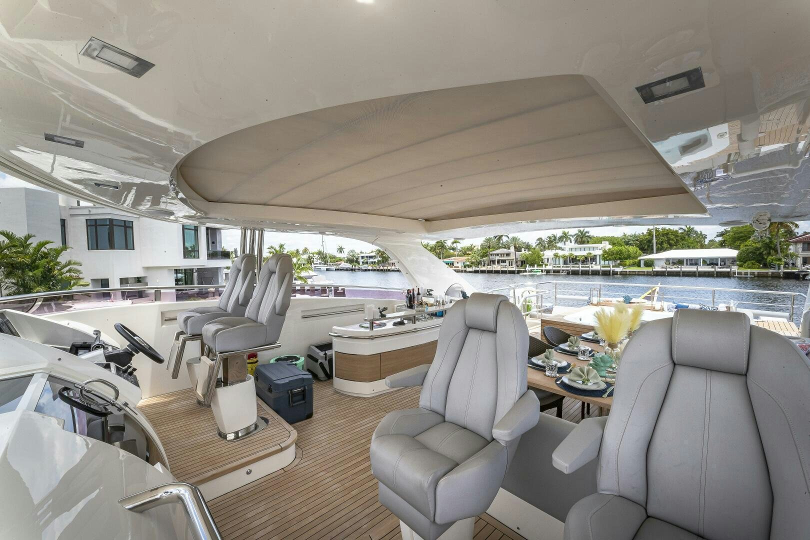 inside of a car aboard BEACHFRONT II Yacht for Sale