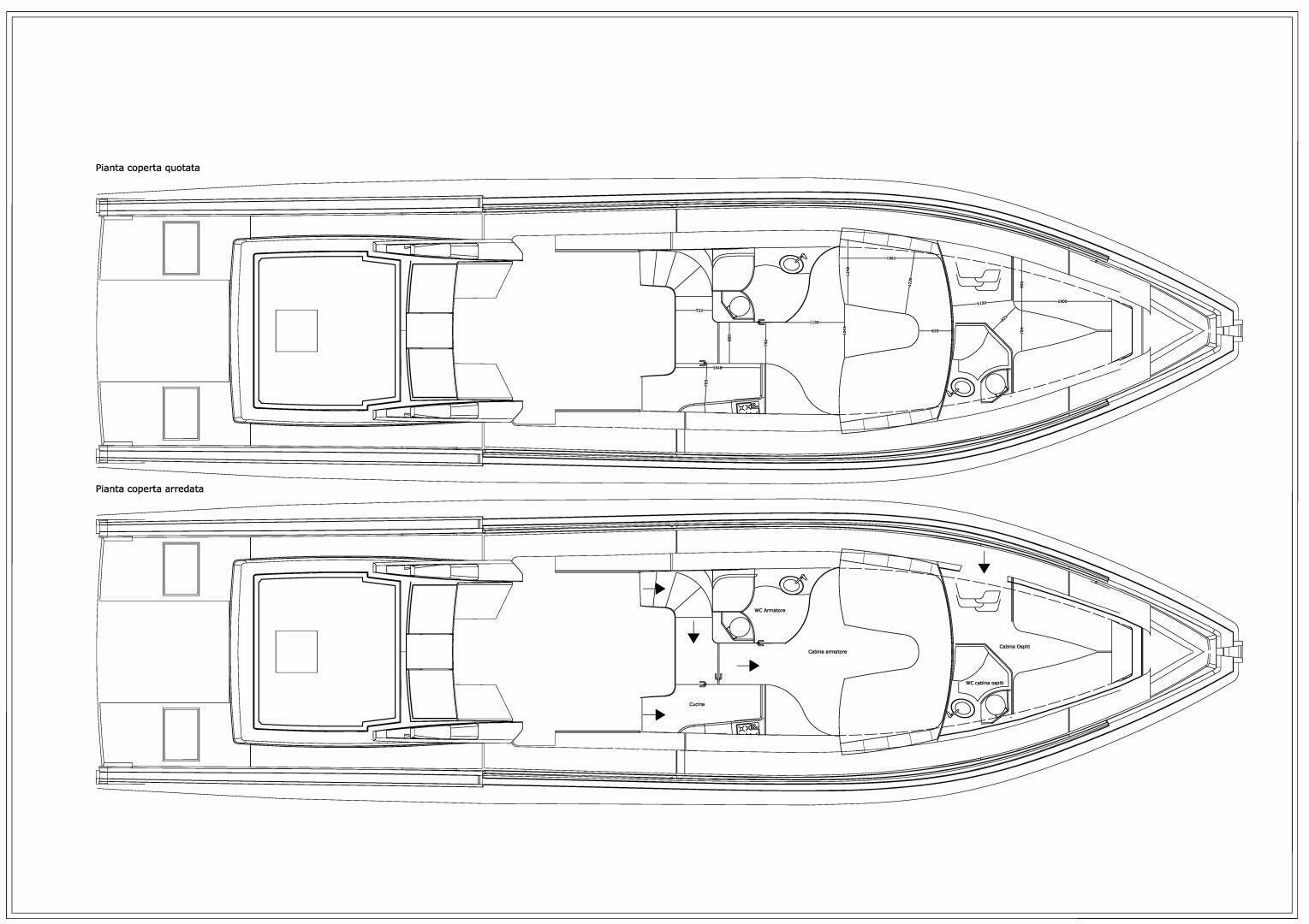 a sketch of a house aboard FOREVER 32 Yacht for Sale