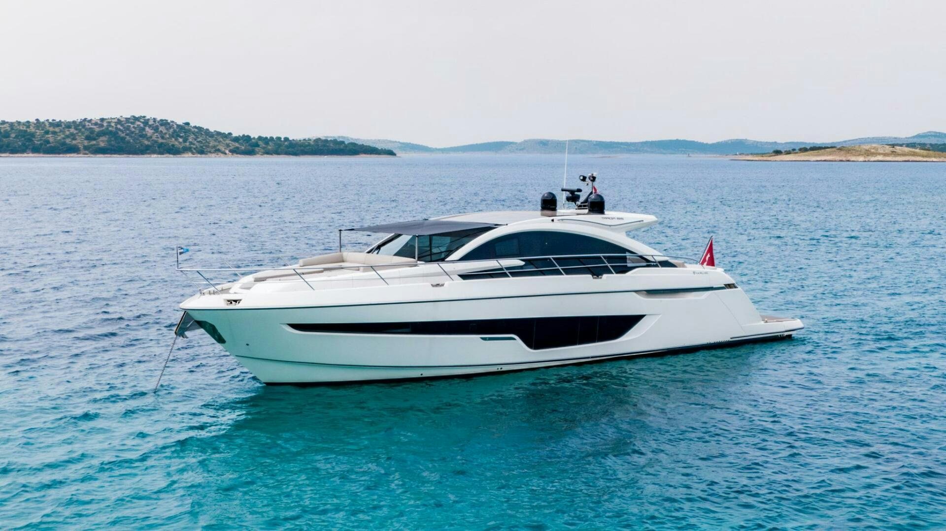 a white yacht in the water aboard NOROADER Yacht for Sale