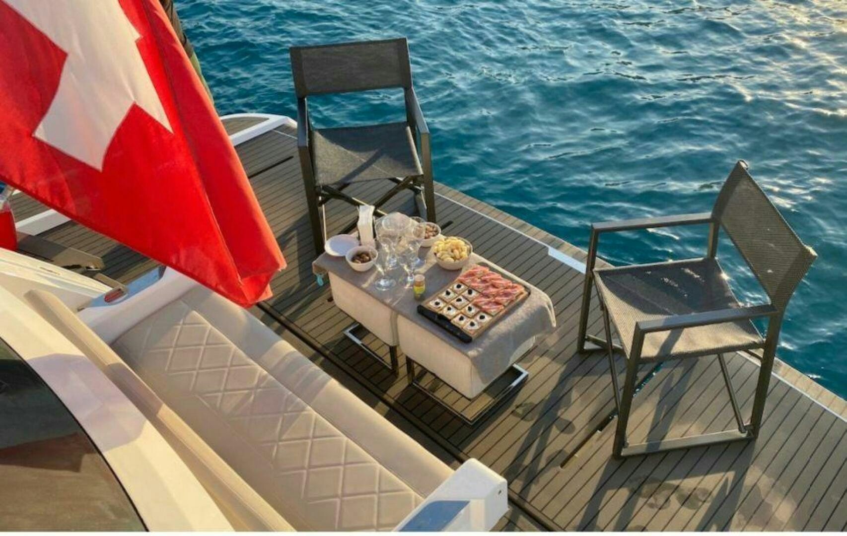 a table on a boat aboard NOROADER Yacht for Sale