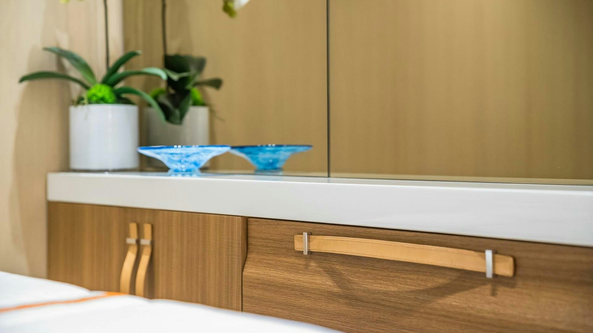 a plant on a counter aboard WOMBAT Yacht for Sale