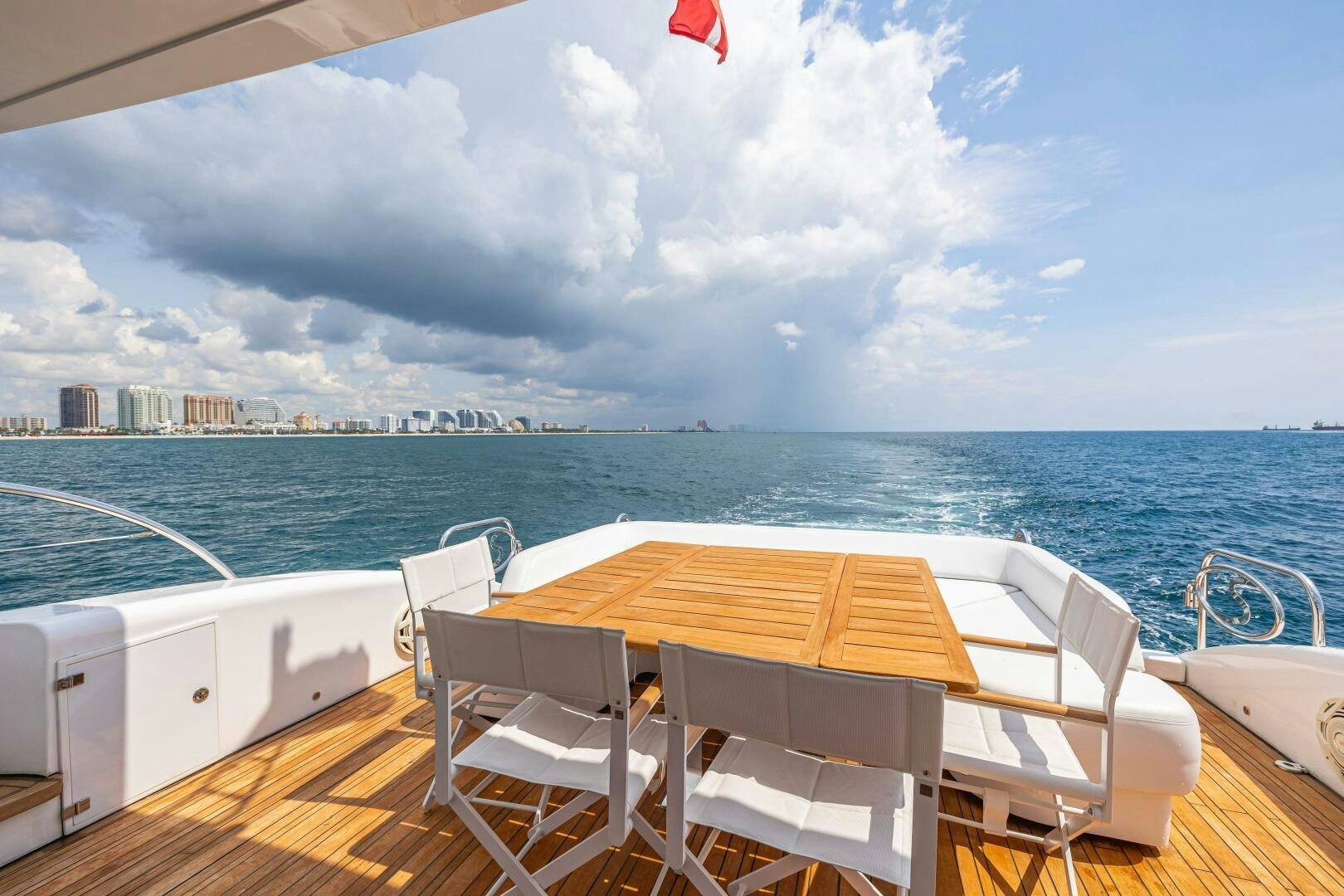 a table on a boat aboard VELOCE II Yacht for Sale