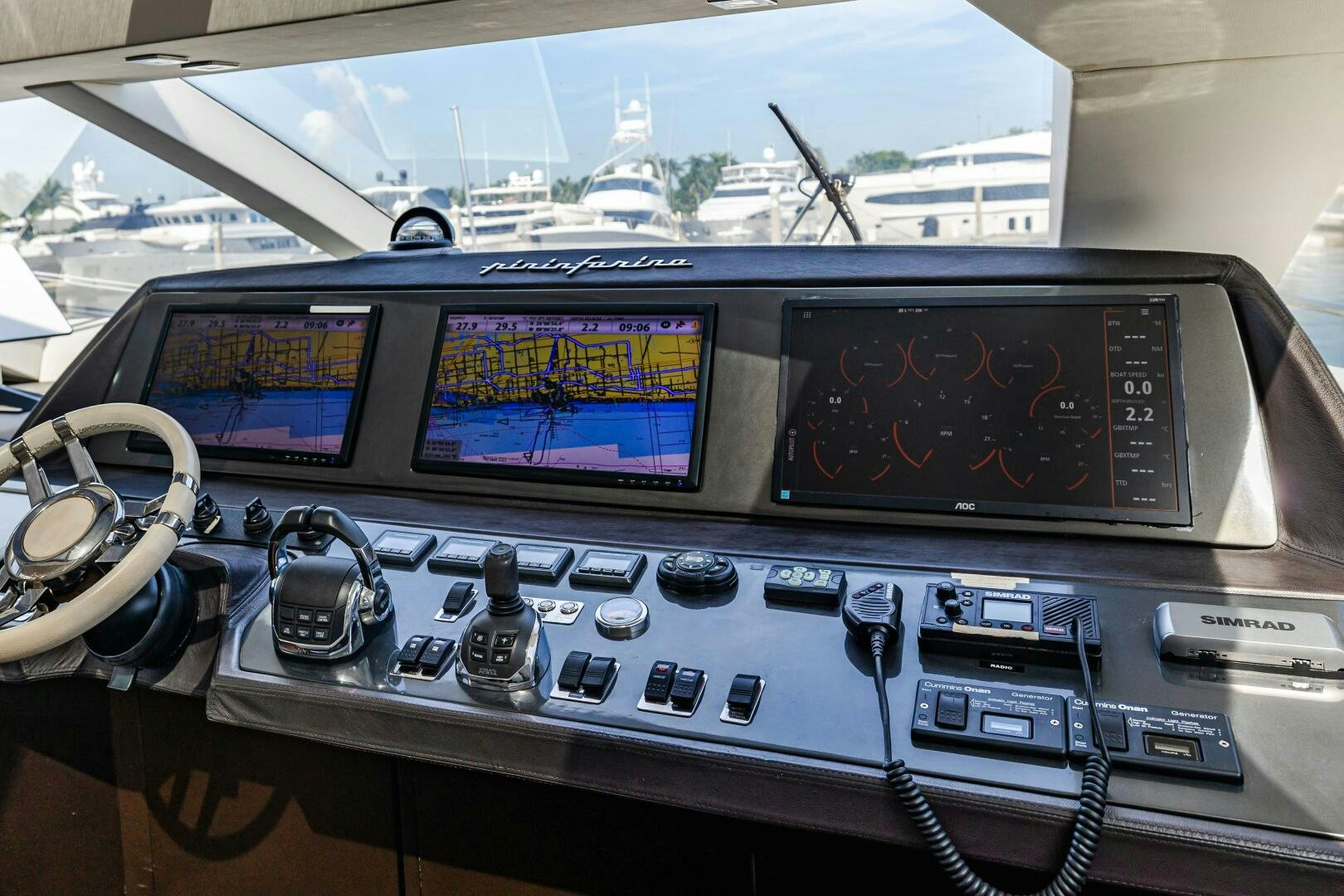 inside of a car aboard VELOCE II Yacht for Sale
