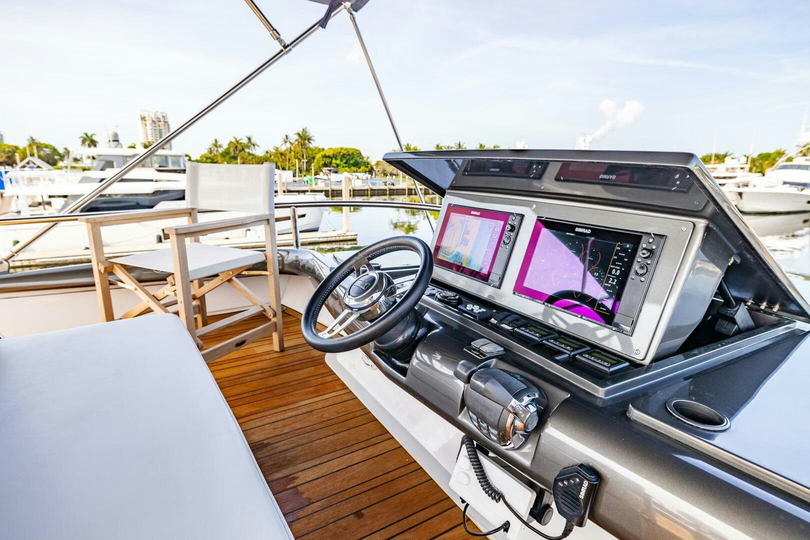 the inside of a car aboard VELOCE II Yacht for Sale