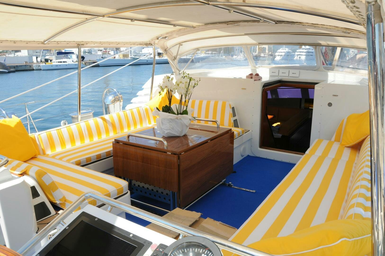a boat with a plant in it aboard BILLY BUDD Yacht for Sale
