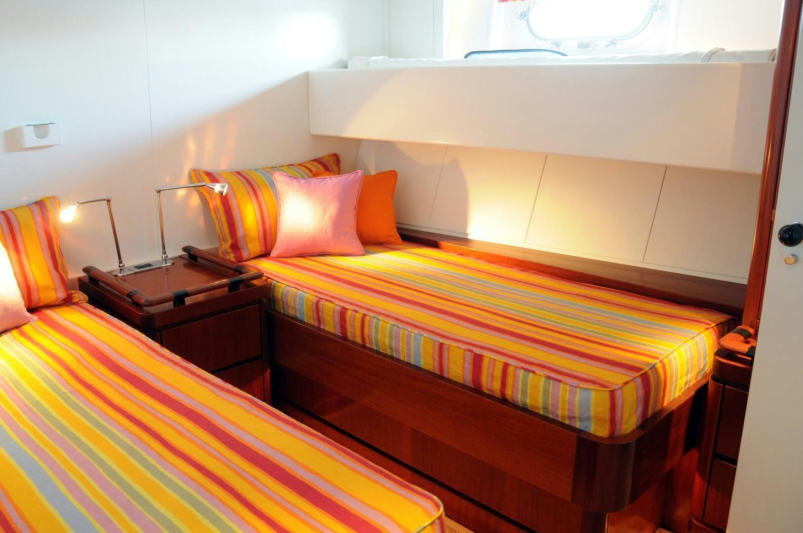 a couple of beds in a room aboard BILLY BUDD Yacht for Sale