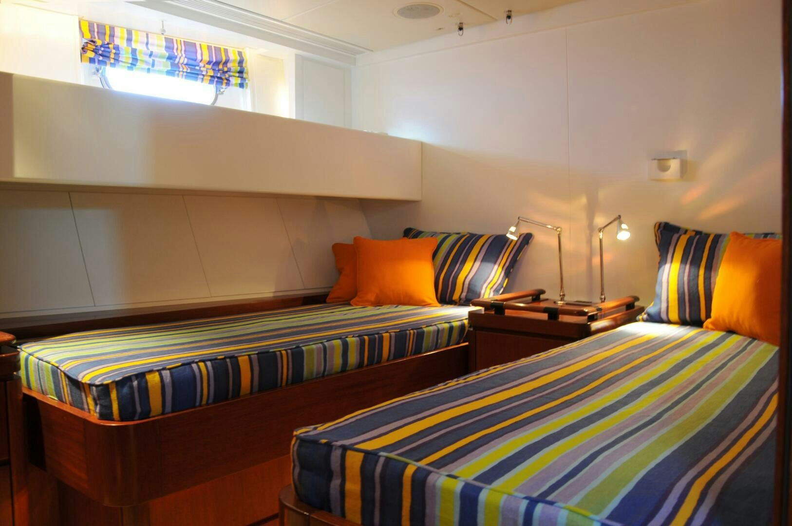 a couple of beds in a room aboard BILLY BUDD Yacht for Sale