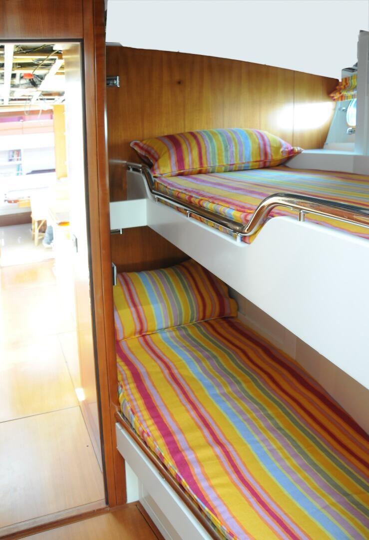 a bed in a room aboard BILLY BUDD Yacht for Sale