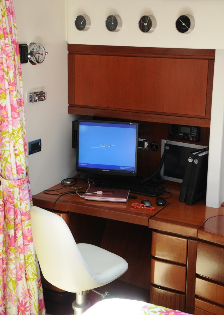 a computer on a desk aboard BILLY BUDD Yacht for Sale