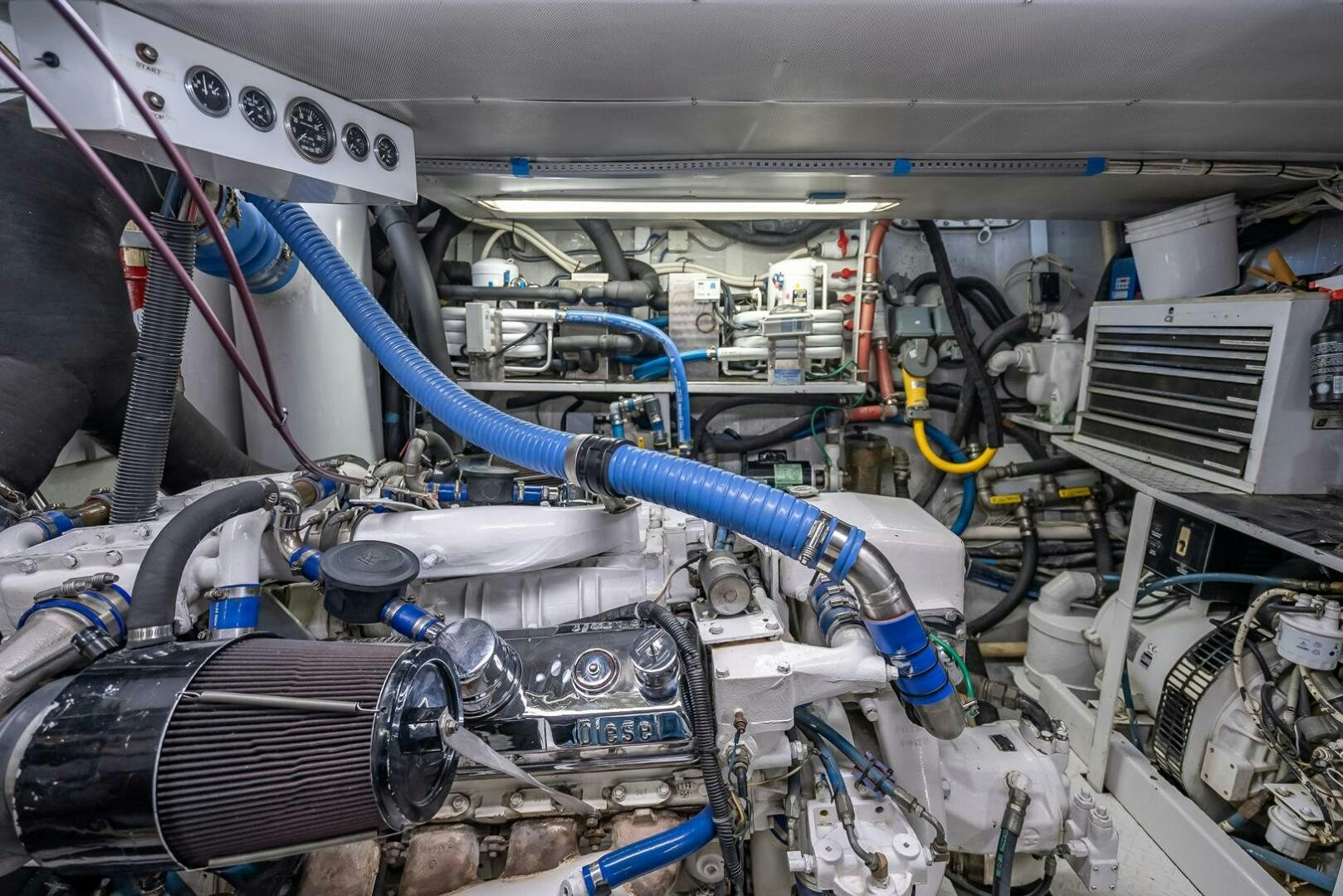 a machine with blue pipes aboard MY WAY Yacht for Sale