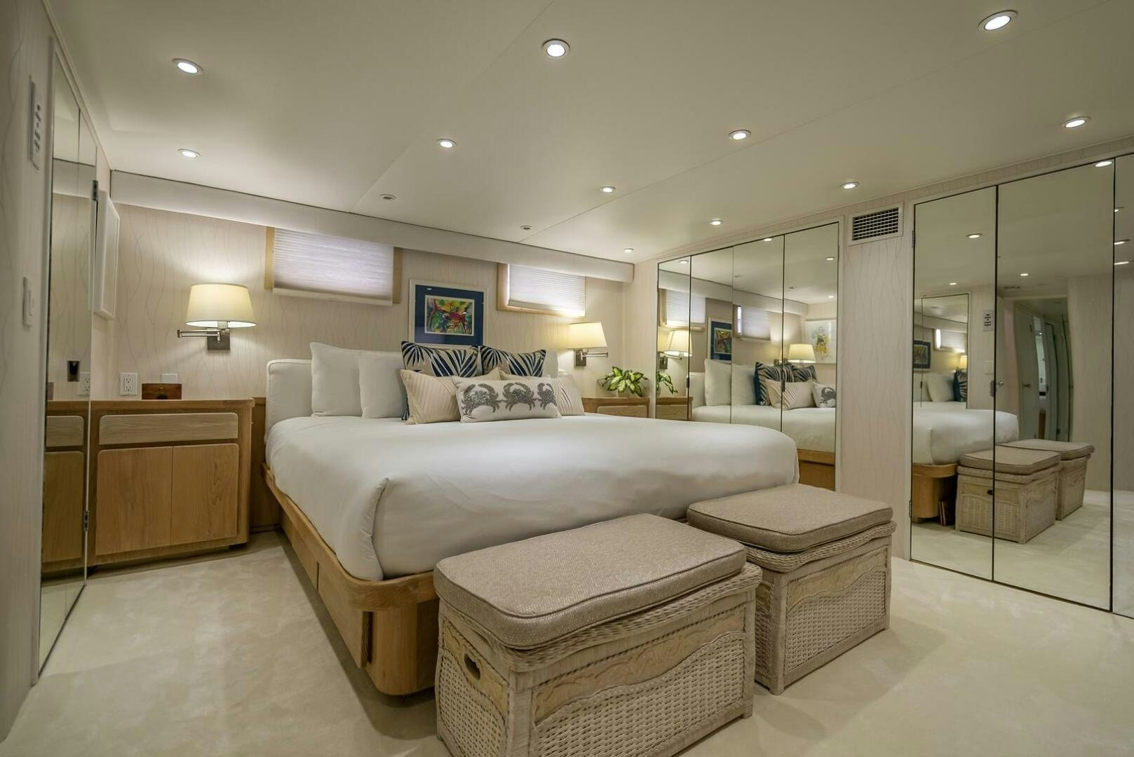 a large bedroom with a bed aboard MY WAY Yacht for Sale