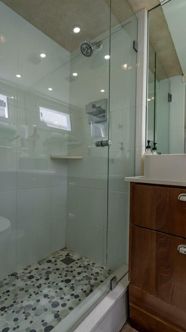 a shower with a glass door aboard MY WAY Yacht for Sale