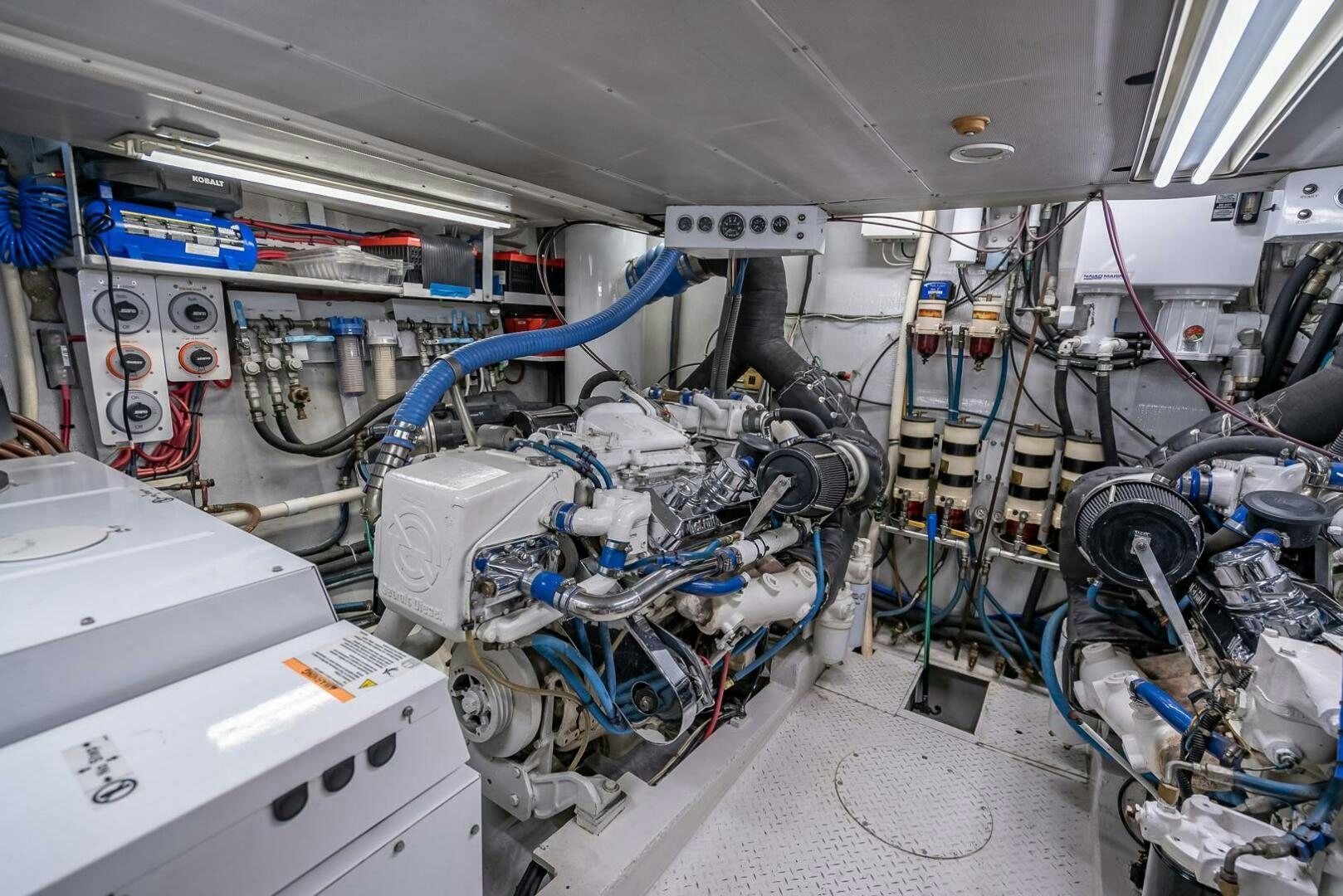 a machine with blue pipes aboard MY WAY Yacht for Sale