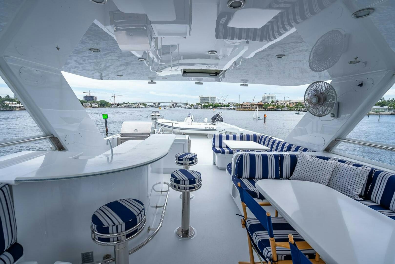 a large building with many windows aboard MY WAY Yacht for Sale