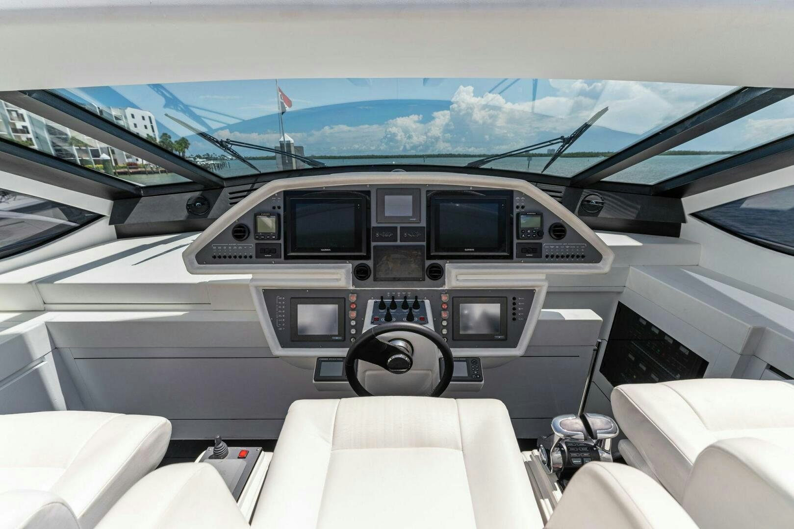 the inside of a car aboard HAWK Yacht for Sale