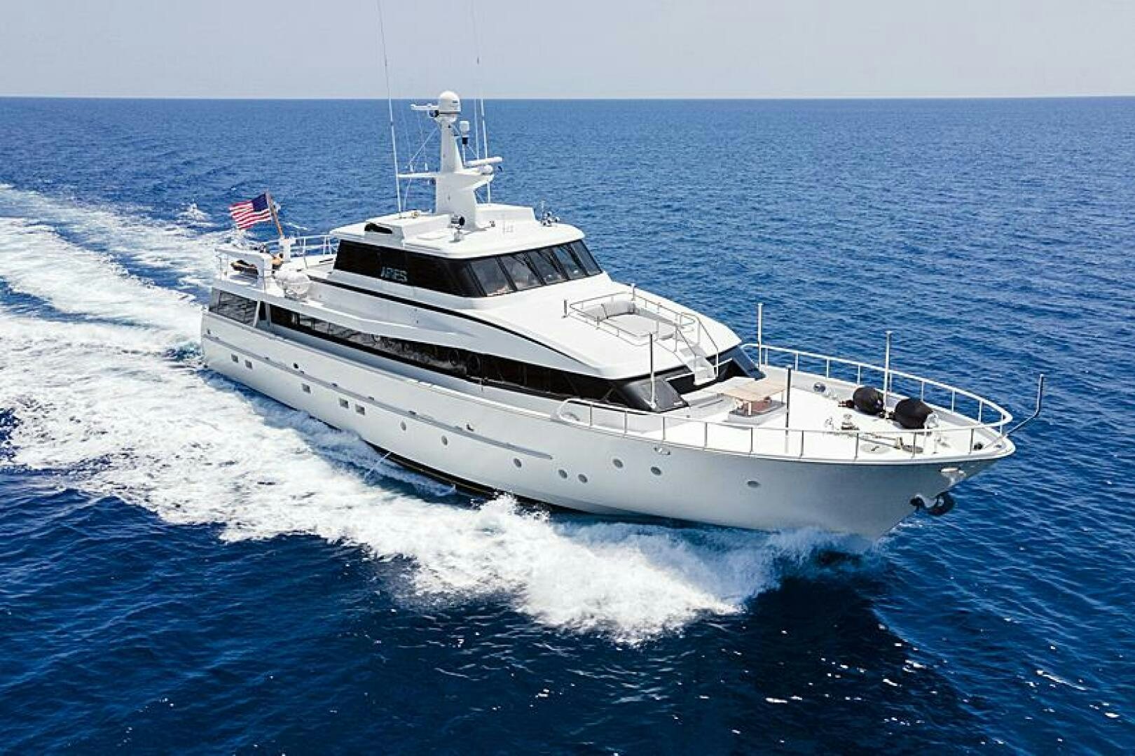 a large white boat aboard ARIES Yacht for Sale