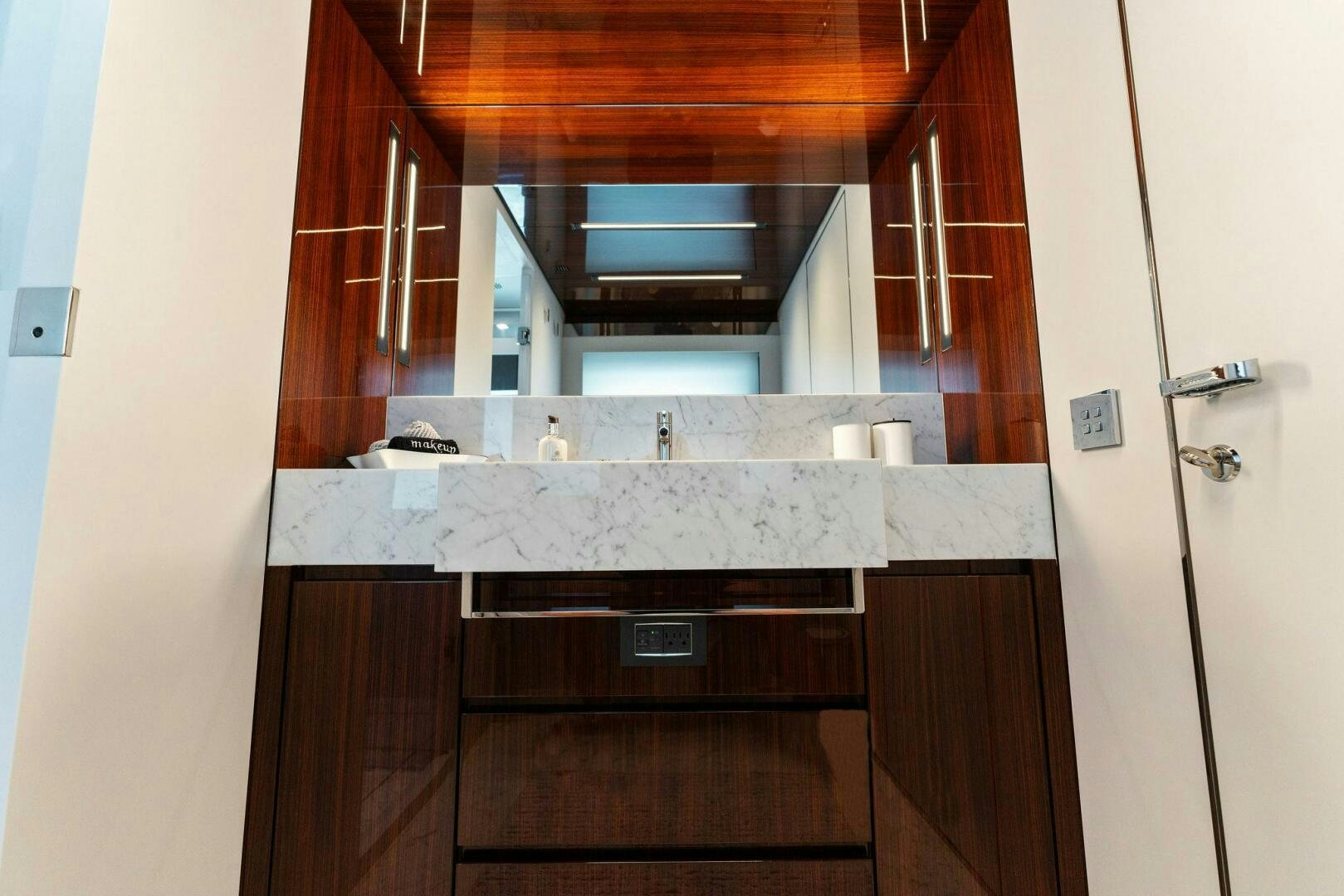 a kitchen with a countertop aboard CHOP CHOP Yacht for Sale