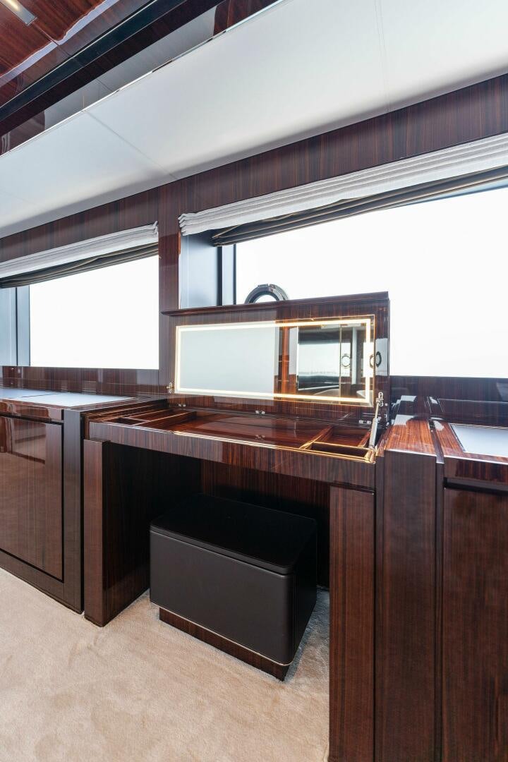 a kitchen with a large mirror aboard CHOP CHOP Yacht for Sale