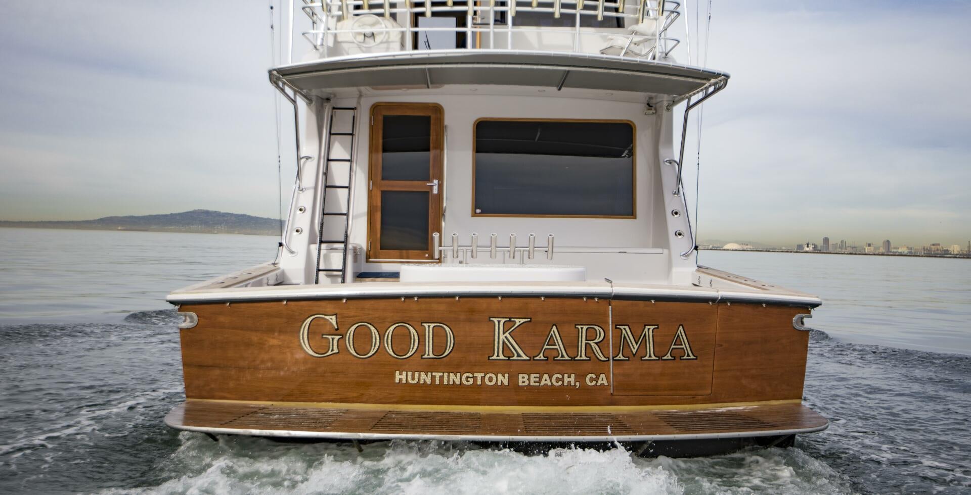 a boat on the water aboard GOOD KARMA Yacht for Sale