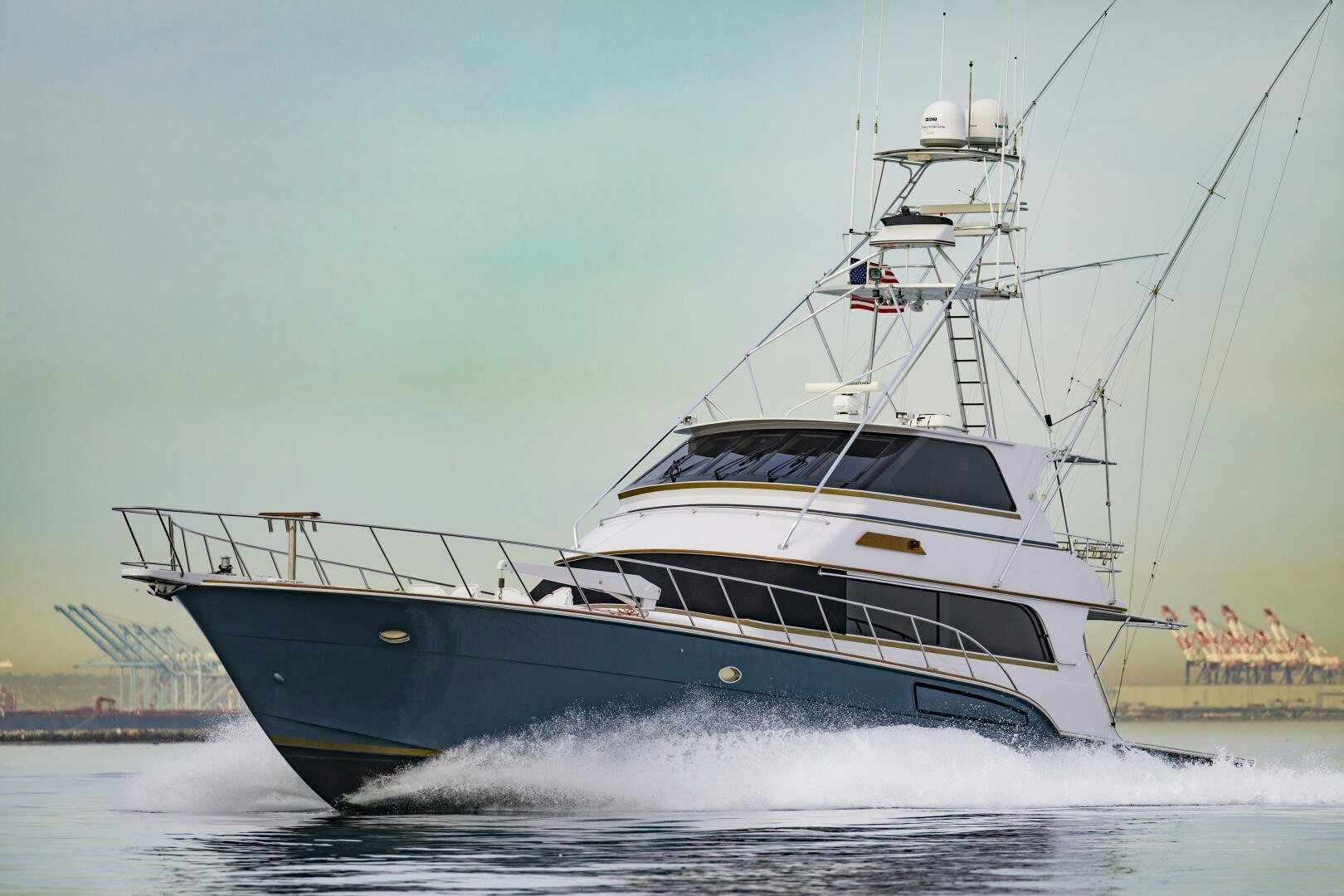 a large white yacht aboard GOOD KARMA Yacht for Sale