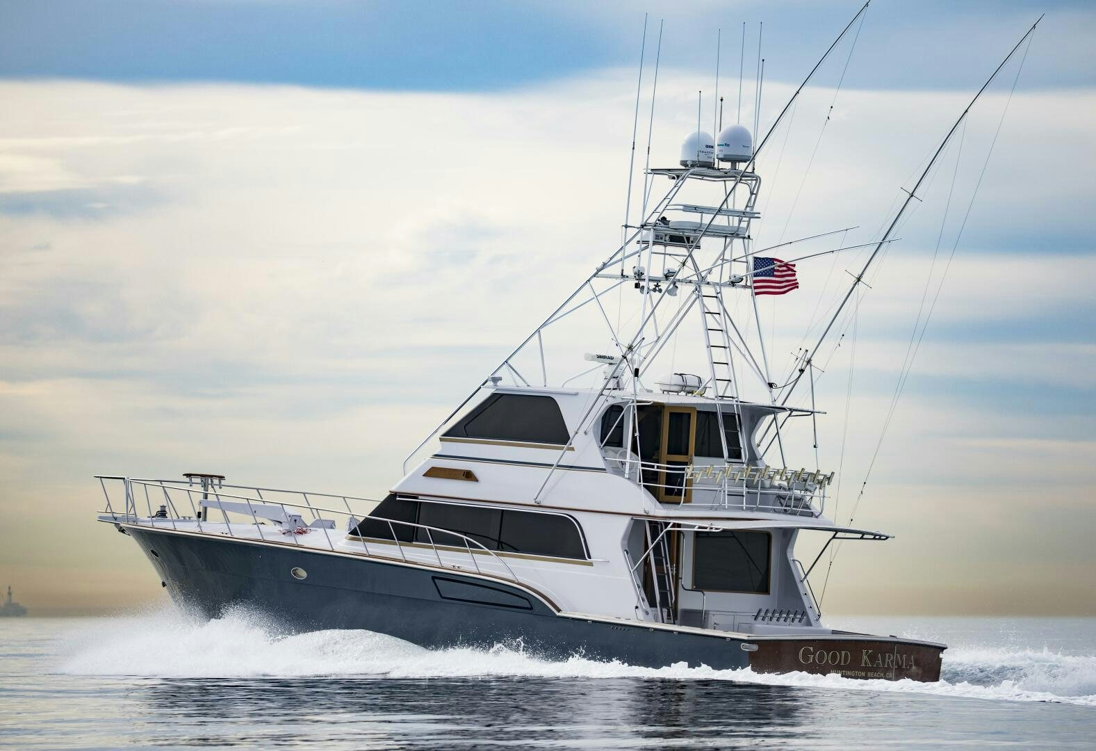 a boat on the water aboard GOOD KARMA Yacht for Sale