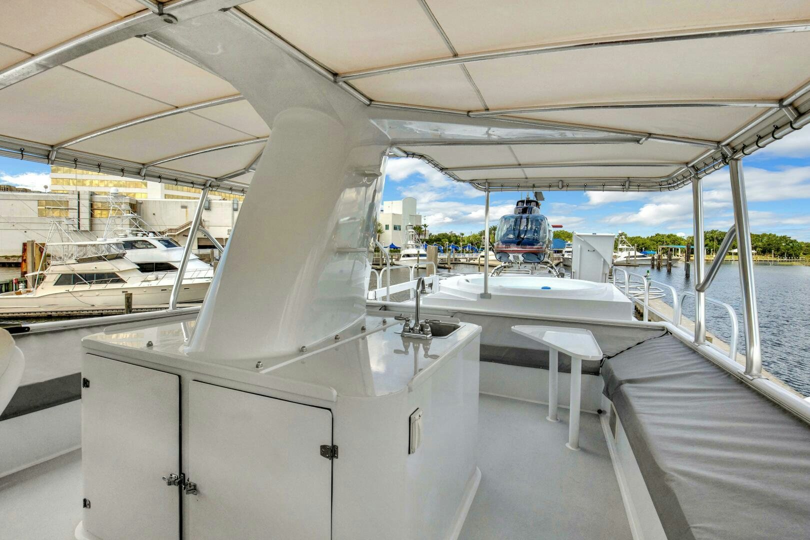 a large white boat in a large body of water aboard LADY P Yacht for Sale