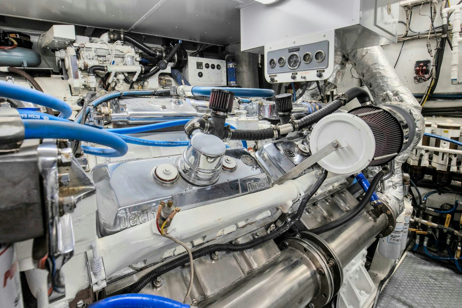 a close-up of a car engine aboard LADY P Yacht for Sale