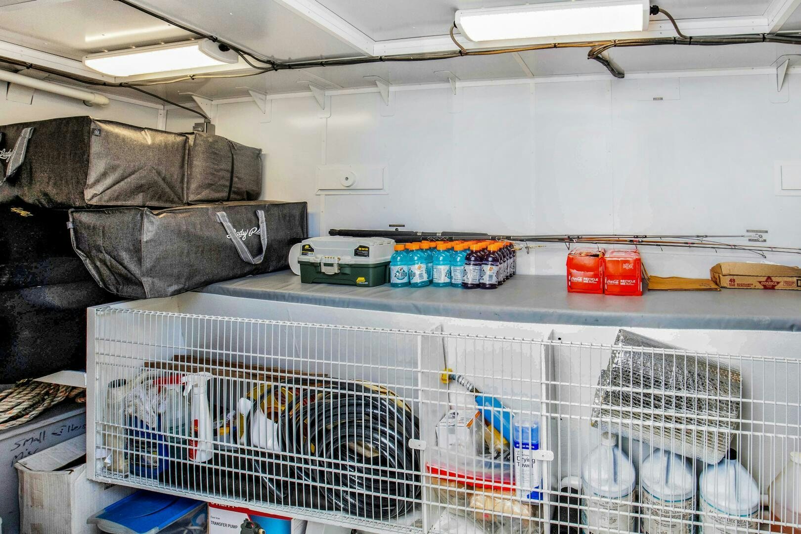 a shelf with items on it aboard LADY P Yacht for Sale