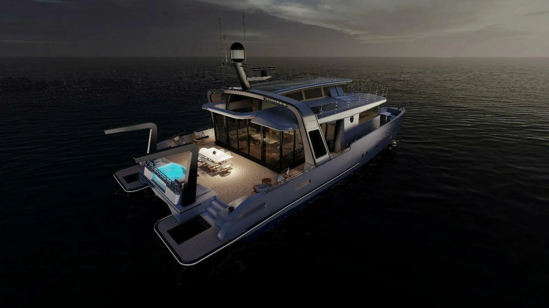 a boat in the water aboard NAVCAT Yacht for Sale