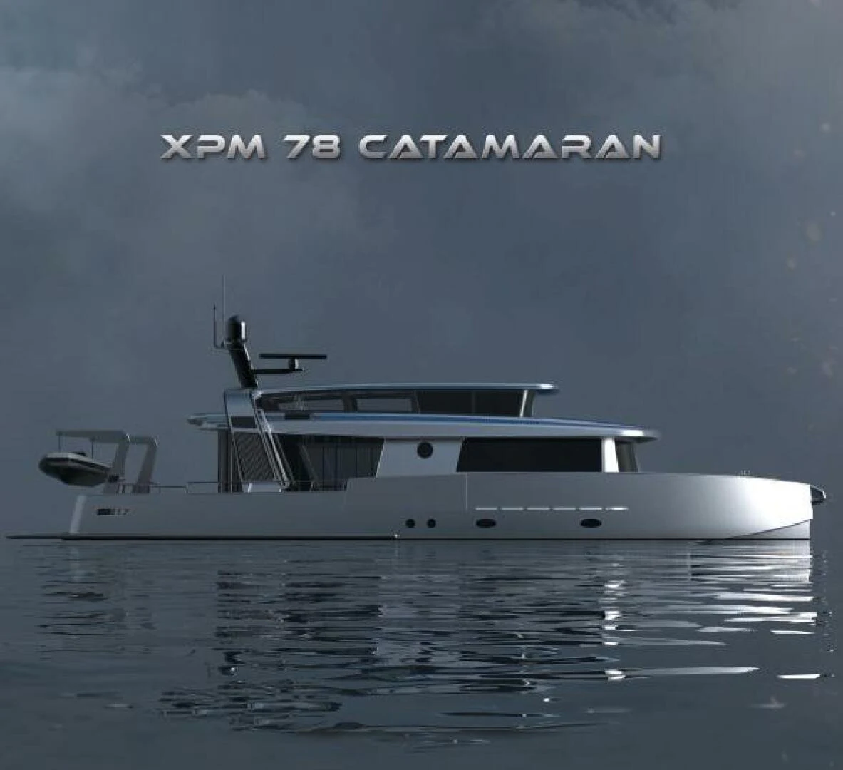 a white boat in the water aboard NAVCAT Yacht for Sale