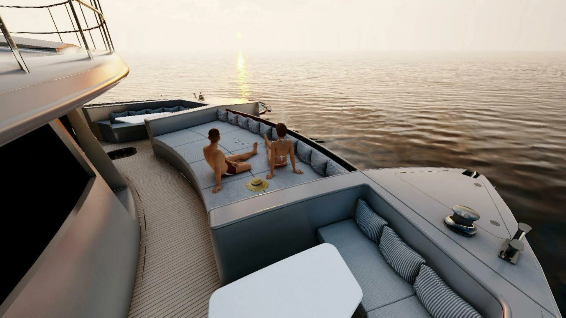 a group of people on a boat aboard NAVCAT Yacht for Sale