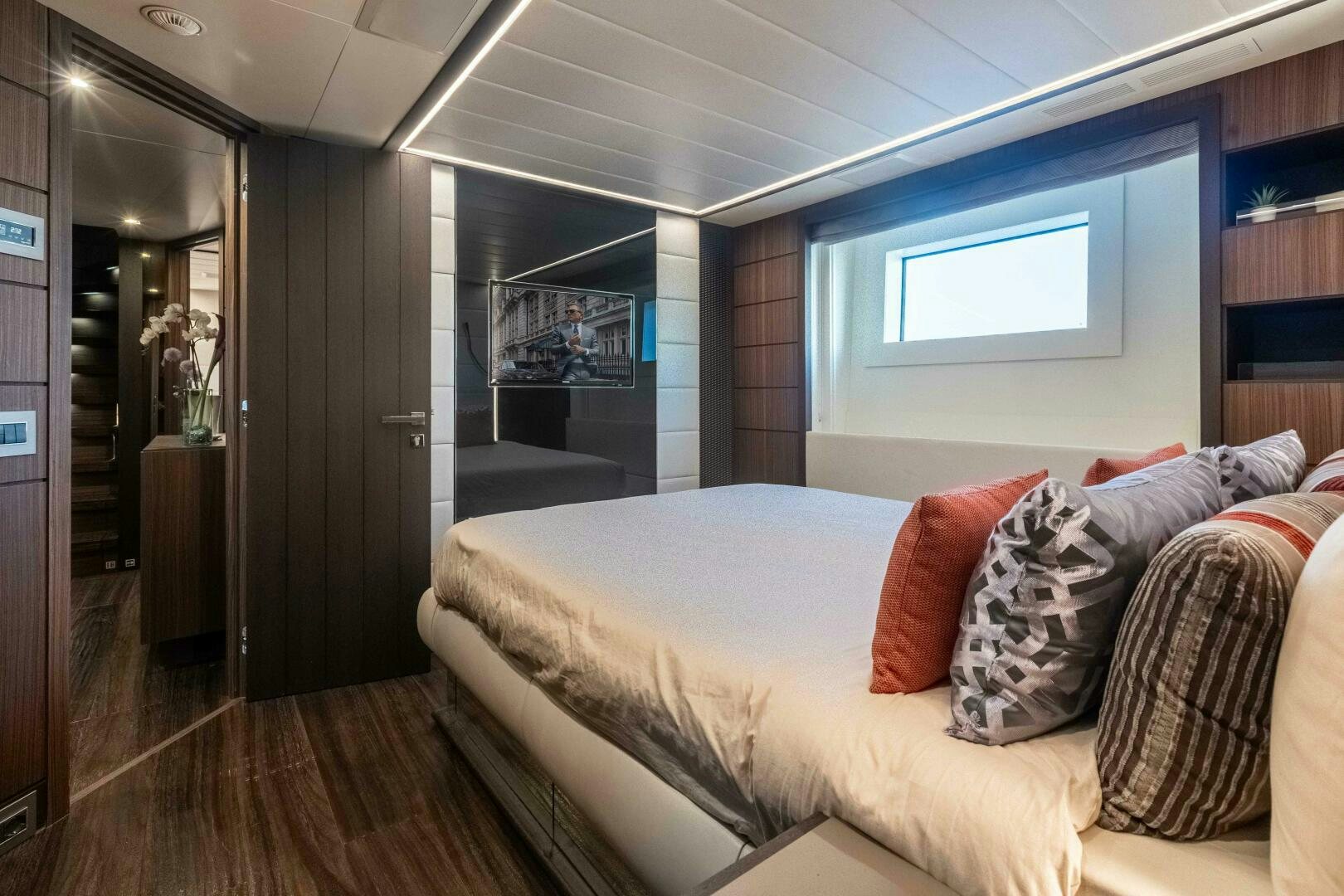 a bed in a room aboard SAFAD Yacht for Sale