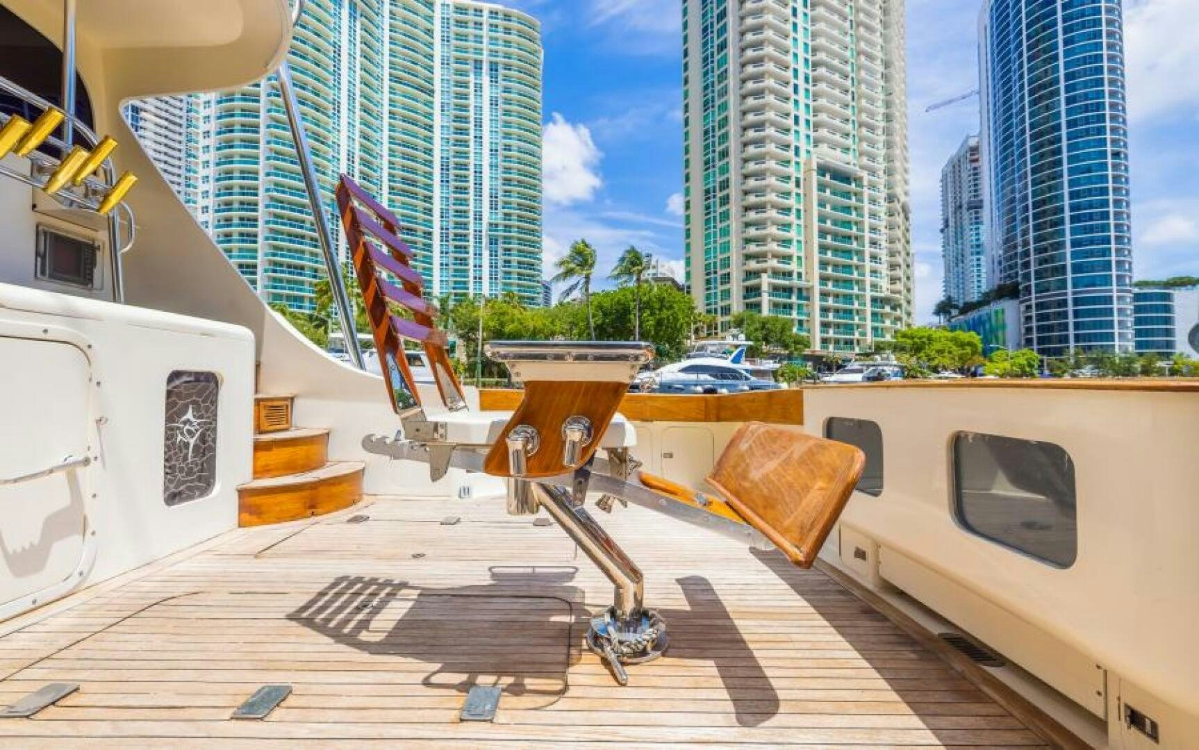 a building with a flag on the roof aboard BOOMER Yacht for Sale